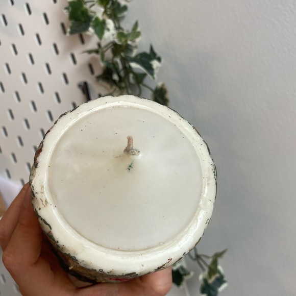 Vintage Pillar Decor Candle with Ornate Floral And Gold Frame 5” - Picture 3 of 5